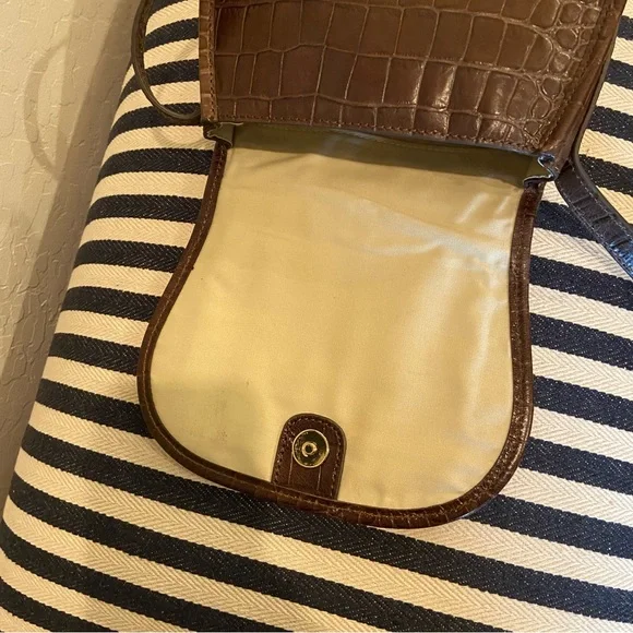 Leather Croc Textured Crossbody Bag by Emma + Sophia - Picture 7 of 11